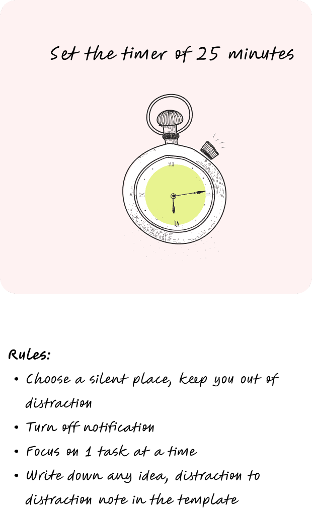 Start timer for 25 minutes phase in pomodoro