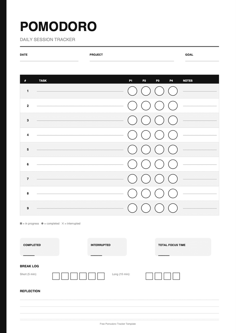 Minimal Grid Pomodoro Template